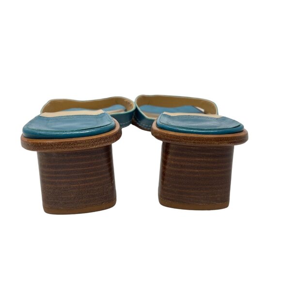 Y2K Banana Republic Square Toe Chunky Heel Size 6 Blue Leather Low Heel - Picture 4 of 7